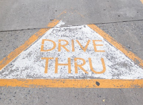 Drive Thru Written On Pavement