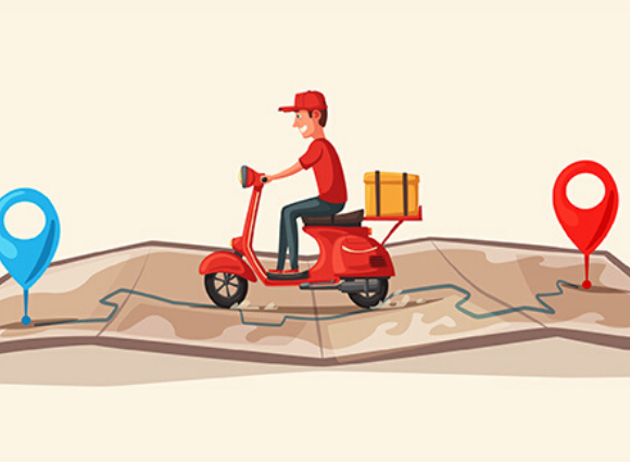 Illustrated Person On A Moped On A Map