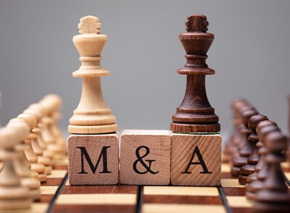 M&A On Blocks With Chess Pieces