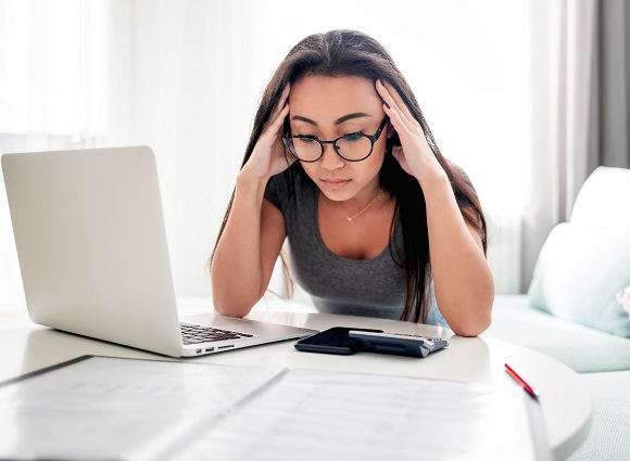 Stressed Woman At Computer