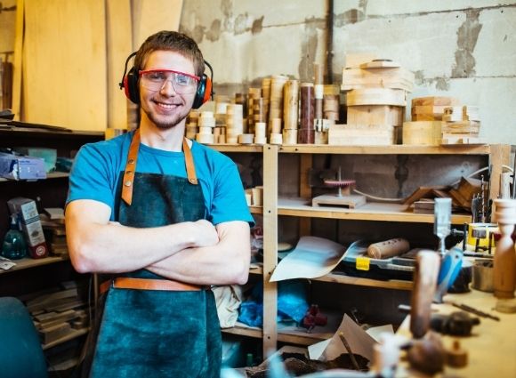 Man In Woodworking Shop Self-employed